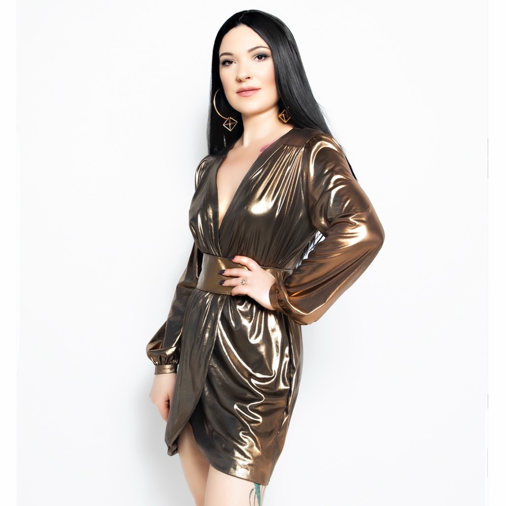 70’s Style Gold Metallic Dress
